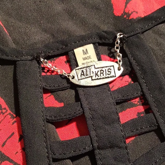 Ali & Kris tank top black red lips M - Picture 3 of 3